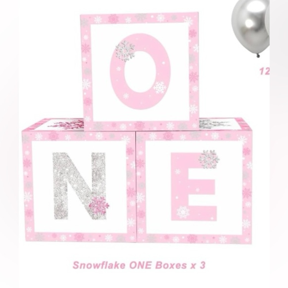 Snowflake 1st birthday box. Set of 3